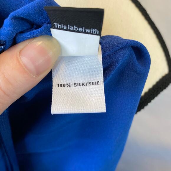 Diane Von Furstenberg Women's Reara Colorblock Silk Dress Size 10 Blue and Black - Picture 9 of 12